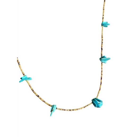 NEW THE BIJOUX FAB women's turquoise and shell necklace in blue - Picture 2 of 2